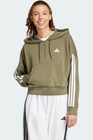 adidas Essentials 3-Stripes French Terry Quarter-Zip Hoodie