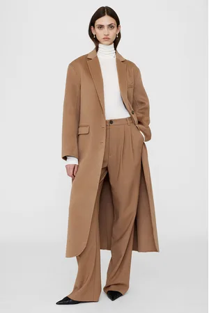 ANINE BING Quinn Coat in Camel Cashmere Blend