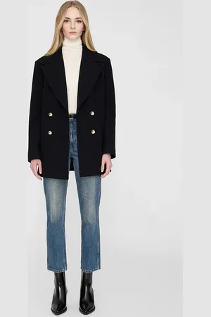 ANINE BING Glenn Peacoat in Black