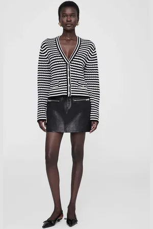 ANINE BING Gwen Cardigan in Black And Stripe
