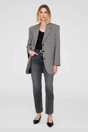 ANINE BING Sara Blazer in And White Mini Houndstooth