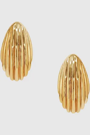 ANINE BING Small Ribbed Drop Earrings