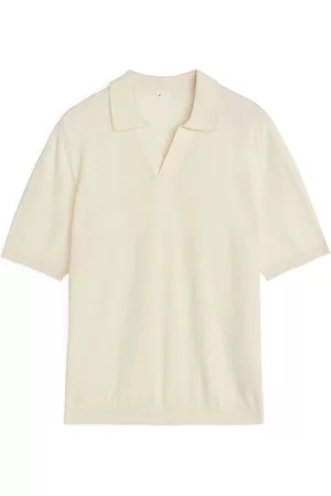 ARKET Heren Poloshirts - Cotton Linen Polo Shirt - Orange