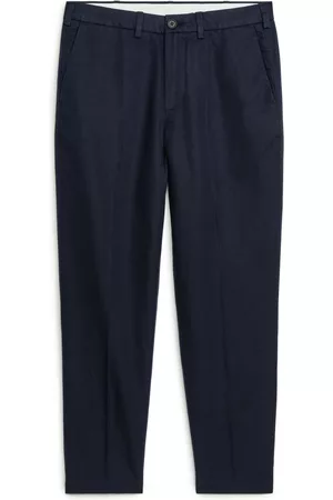 ARKET Regular Cropped Cotton-Linen Trousers - Blue