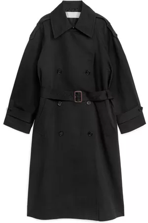 ARKET Linen Cotton Trenchcoat - Black