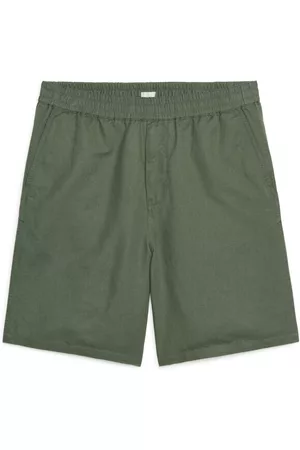 ARKET Cotton-Linen Drawstring Shorts - Green