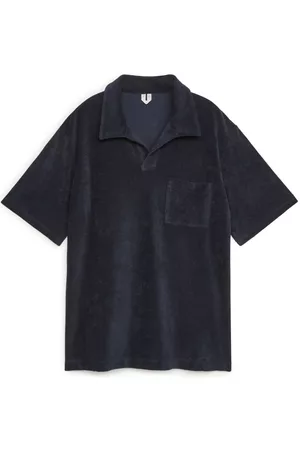 ARKET Heren Poloshirts - Cotton Towelling Polo Shirt - Blue