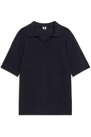 ARKET Poloshirts - Cotton Linen Polo Shirt - Blue