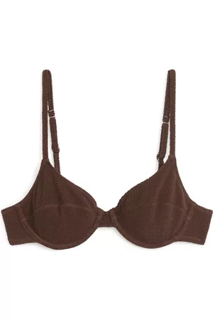 Arket Textured Wired Bikini Top - Brown