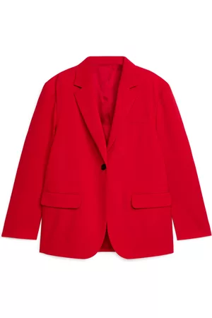 ARKET Oversized Wool Hopsack Blazer - Red