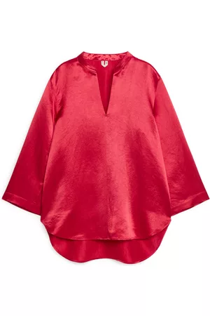 ARKET Relaxed Satin Blouse - Red