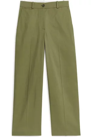ARKET Wide Cotton Twill Trousers - Green