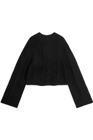 ARKET Cable-Knit Cropped Jumper - Black
