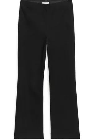 ARKET Dames Stretchbroeken - Cropped Cotton Stretch Trousers - Black
