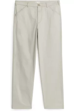 ARKET Heren Bootcut - Wide-Leg Cotton Trousers - Beige