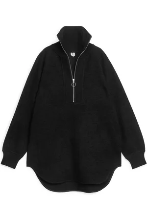 ARKET Dames Sweaters - Boiled Wool Half-Zip Sweatshirt - Black