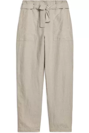 ARKET Paperbag Linen Trousers - Beige