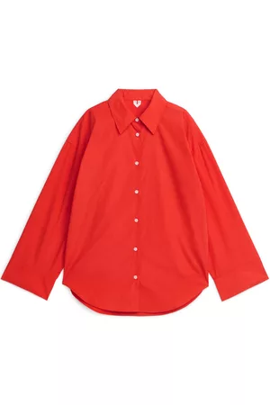 ARKET Dames Lange mouw - Relaxed Poplin Shirt - Red
