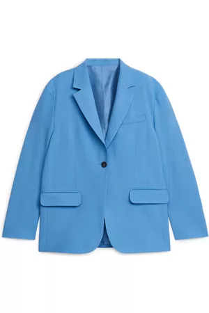 ARKET Dames Blazers - Oversized Wool Hopsack Blazer - Blue