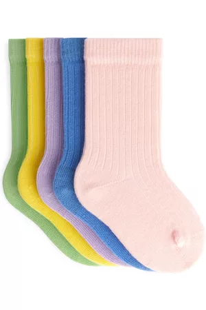 ARKET Rib Knit Baby Socks, 5 Pairs - Pink