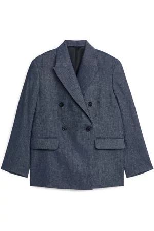 ARKET Dames Blazers - Oversized Linen Cotton Blazer - Blue
