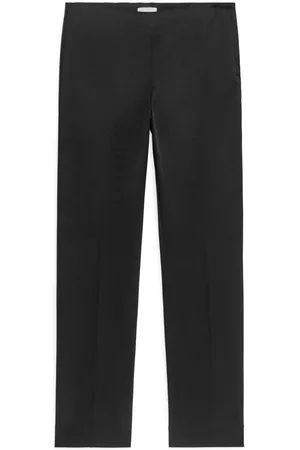 ARKET Stretchy Cotton Satin Trousers - Black