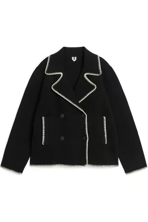 ARKET Dames Donsjassen - Knitted Contrast Stitching Jacket - Black