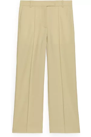 ARKET Dames Broeken - Wool Blend Hopsack Trousers - Yellow