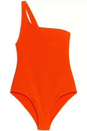 ARKET Crinkle One-Shoulder Swimsuit - Orange