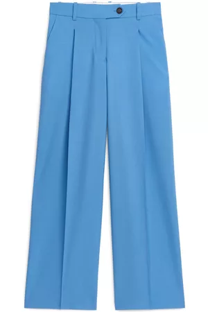 ARKET Wide Hopsack Wool Trousers - Blue