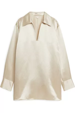 ARKET Dames Blouses - Relaxed Satin Tunic - Beige