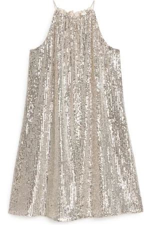 ARKET Dames Glitterjurken - Sequin Strap Dress - Grey