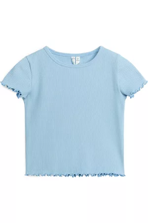 ARKET Ribbed Babylock T-Shirt - Blue