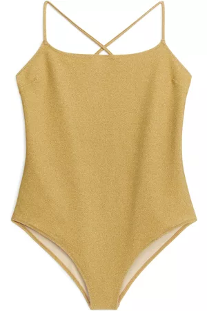 ARKET Dames Badpakken - Glittery Swimsuit - Yellow