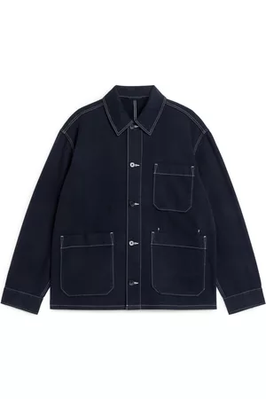 ARKET Heren Katoen Overhemden - Cotton Twill Overshirt - Blue