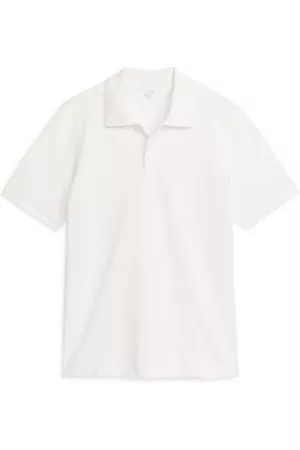 ARKET Heren Korte Mouwen Poloshirts - Piqué Polo Shirt - White