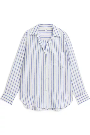 ARKET Dames Linnen Overhemden - Linen Shirt - Blue