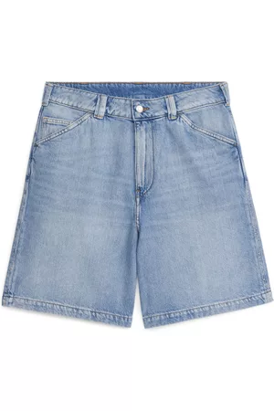 ARKET Heren Shorts - Straight Denim Shorts - Blue