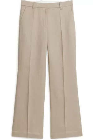 ARKET Dames Wijde broeken - Corduroy Linen Blend Trousers - Brown