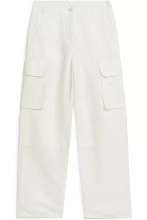 ARKET Dames Cargo's - Linen Blend Cargo Trousers - White