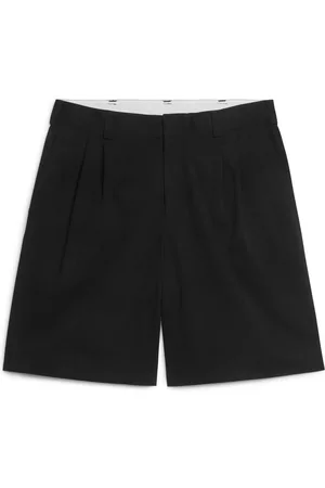 ARKET Heren Shorts - Wide-Leg Cotton Shorts - Black