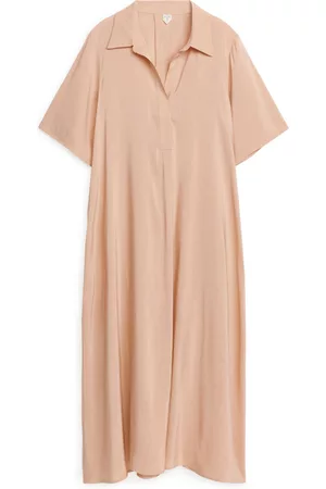 ARKET Dames Midi jurken - Linen Blend Dress - Beige