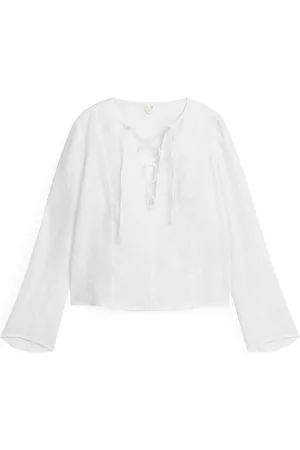 ARKET Dames Linnen Overhemden - Linen Blouse - White