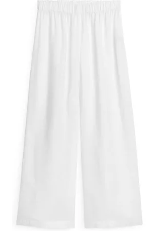 ARKET Dames Wijde broeken - Wide Linen Trousers - White