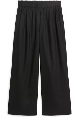 ARKET Dames Wijde broeken - Wide Linen Trousers - Black
