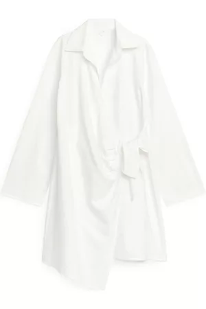 ARKET Dames Katoenen Jurken - Cotton Neps Wrap Dress - White