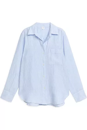 ARKET Dames Linnen Overhemden - Linen Shirt - Blue