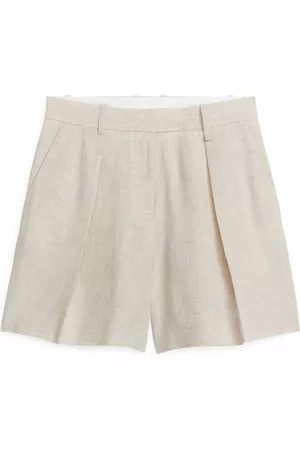 ARKET Dames Shorts - High Waist Linen Shorts - Beige