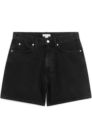 ARKET Dames Shorts - High Waist Denim Shorts - Grey