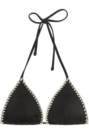 ARKET Dames Bikini's - Embroidered Triangle Bikini Top - Black